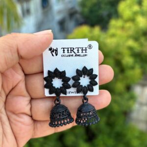 Flower Black metal earrings