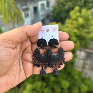 Black metal earrings