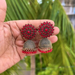 Golden red jhumka