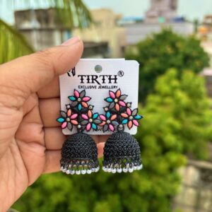 Black metal earrings