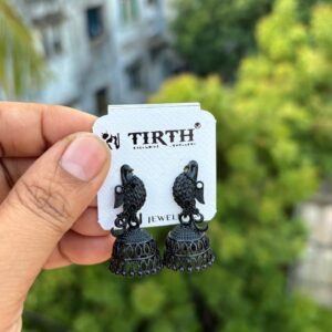 Black metal earrings