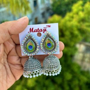 Peacock pattern jhumka earring