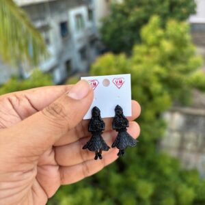 Black metal earrings