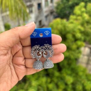 Peacock sliver earring