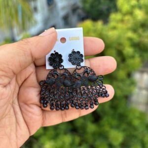 Black metal earrings