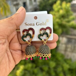Heartshape jhumka earring