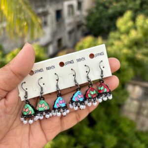 Menakari balck metal hooks jhumkas
