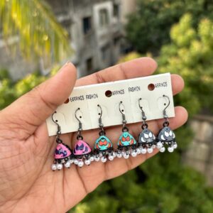 Menakari balck metal hooks jhumkas