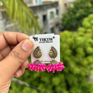 Peacock pink jhumka