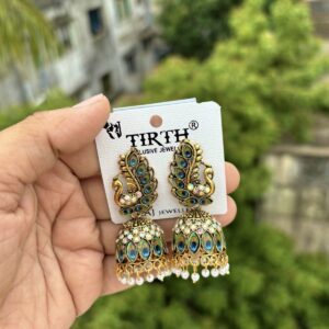 Peacock pattern jumka earring