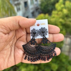 Black metal earrings